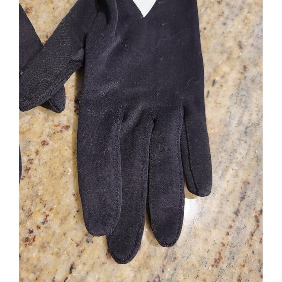 Vintage One Size Black White Patent Leather GoGo Girl 8" Gloves Safety Pin - Picture 3 of 16